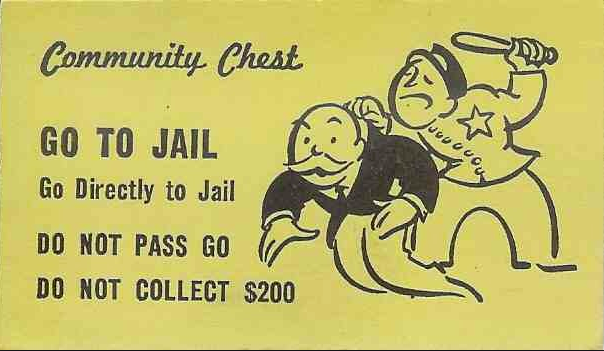 Go to Jail Monopoly Card